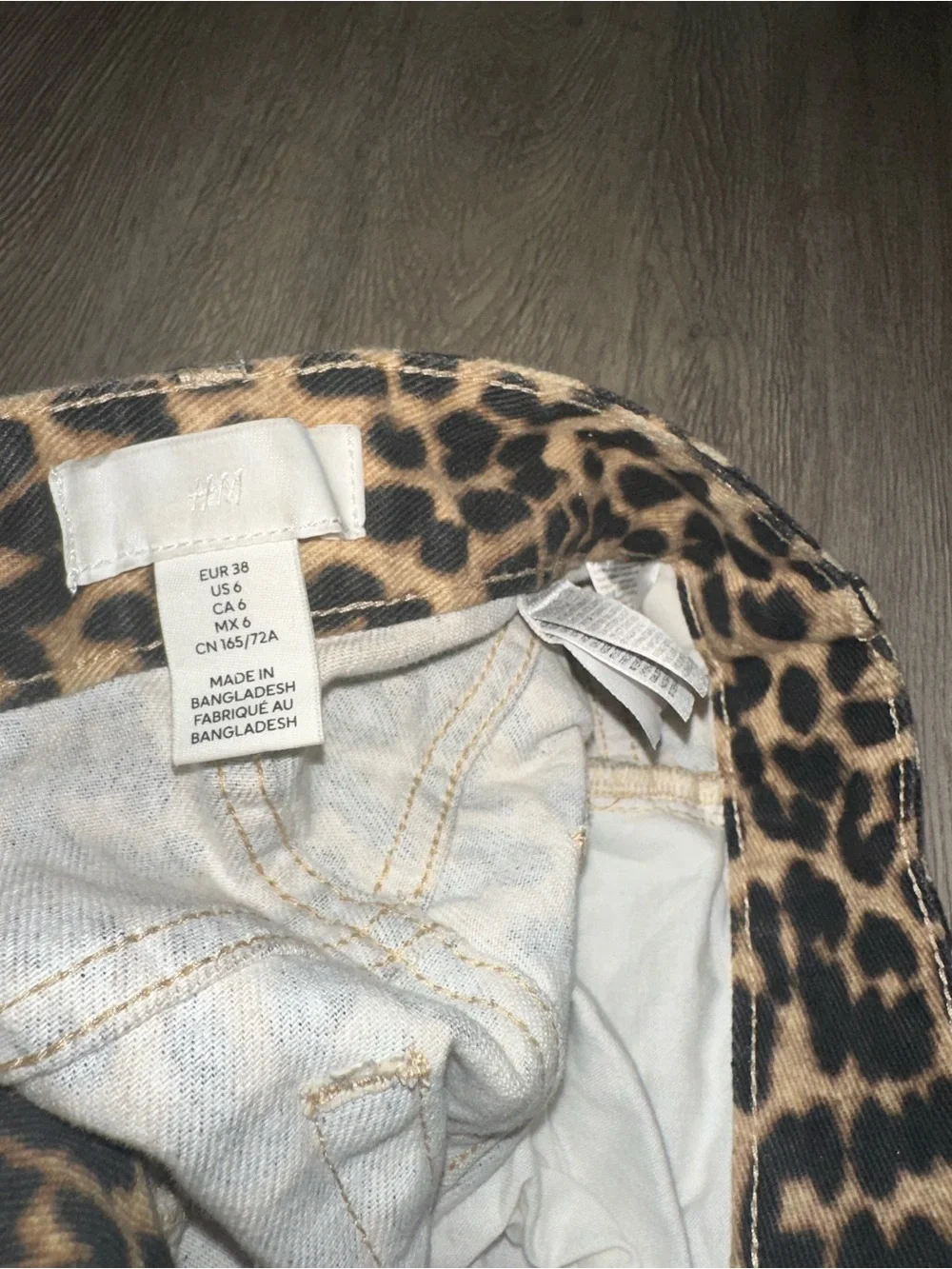 H&M Leopard Print Pants Wide Leg Denim Trendy Style Casual Womens Sz 6